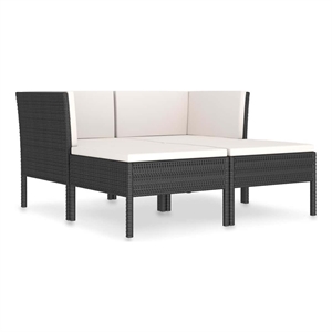 vidaXL 4 Piece Patio Lounge Set with Cushions Poly Rattan Black