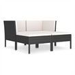 vidaXL 4 Piece Patio Lounge Set with Cushions Poly Rattan Black