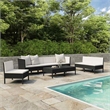 vidaXL 9 Piece Patio Lounge Set with Cushions Poly Rattan Black