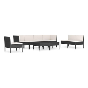 vidaXL 9 Piece Patio Lounge Set with Cushions Poly Rattan Black
