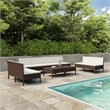 vidaXL 10 Piece Patio Lounge Set with Cushions Poly Rattan Brown