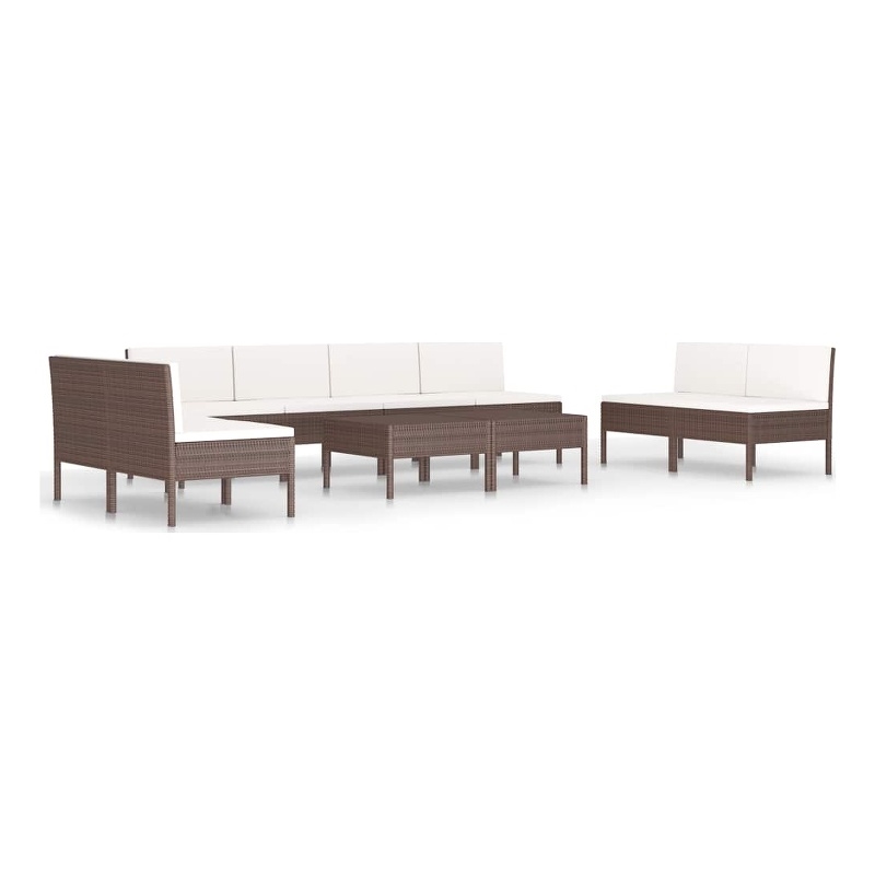 vidaXL 10 Piece Patio Lounge Set with Cushions Poly Rattan Brown
