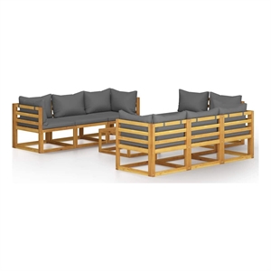 vidaXL 9 Piece Patio Lounge Set with Cushion Solid Acacia Wood
