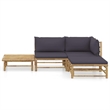 vidaXL 4 Piece Patio Lounge Set with Dark Gray Cushions Bamboo