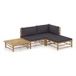 vidaXL 4 Piece Patio Lounge Set with Dark Gray Cushions Bamboo