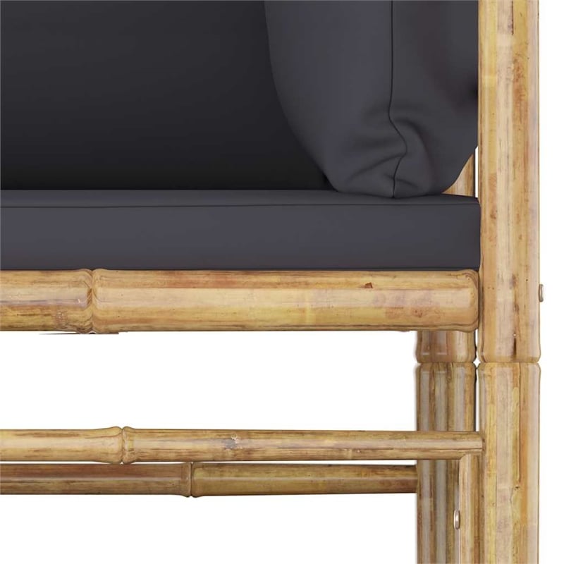 vidaXL 10 Piece Patio Lounge Set with Dark Gray Cushions Bamboo