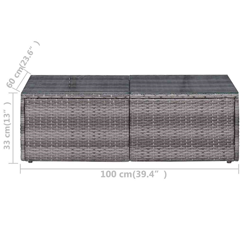 vidaXL 9 Piece Patio Lounge Set with Cushions Poly Rattan Gray