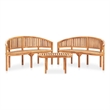 vidaXL 3 Piece Banana Patio Lounge Set Solid Teak Wood