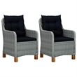 vidaXL 3 Piece Patio Lounge Set with Cushions Poly Rattan Light Gray