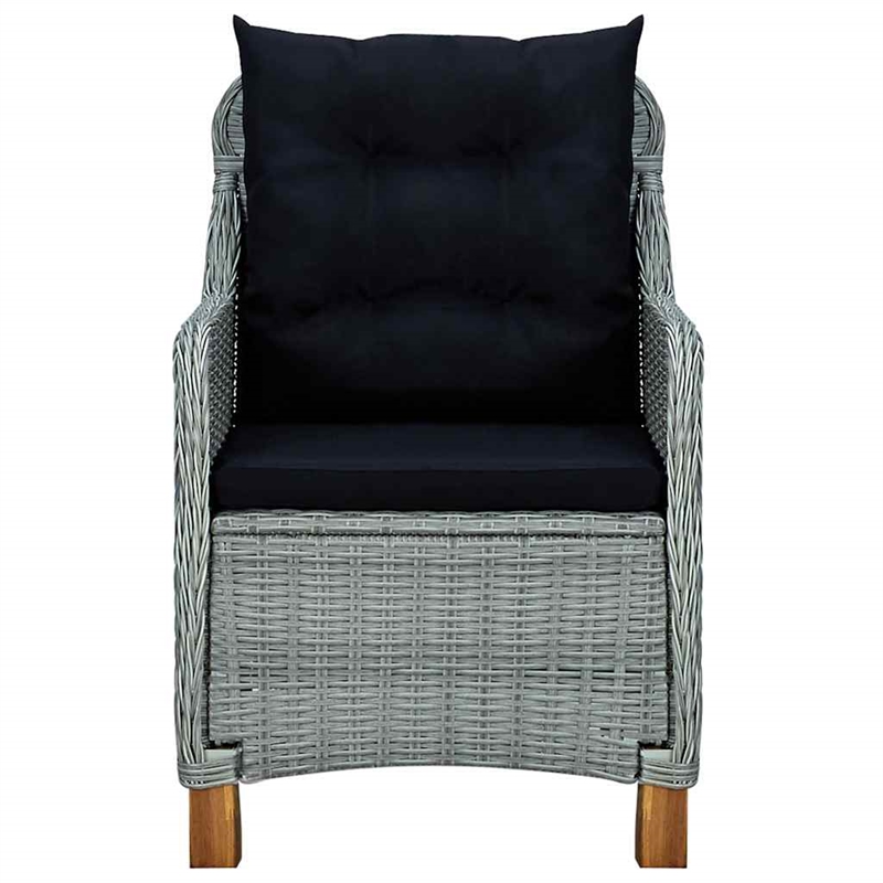 vidaXL 3 Piece Patio Lounge Set with Cushions Poly Rattan Light Gray