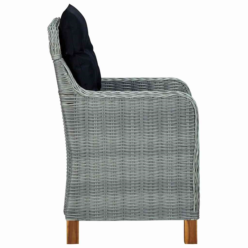 vidaXL 3 Piece Patio Lounge Set with Cushions Poly Rattan Light Gray