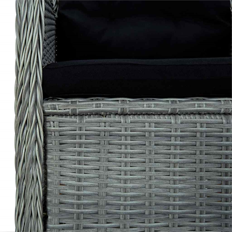 vidaXL 3 Piece Patio Lounge Set with Cushions Poly Rattan Light Gray