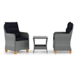 vidaXL 3 Piece Patio Lounge Set with Cushions Poly Rattan Light Gray