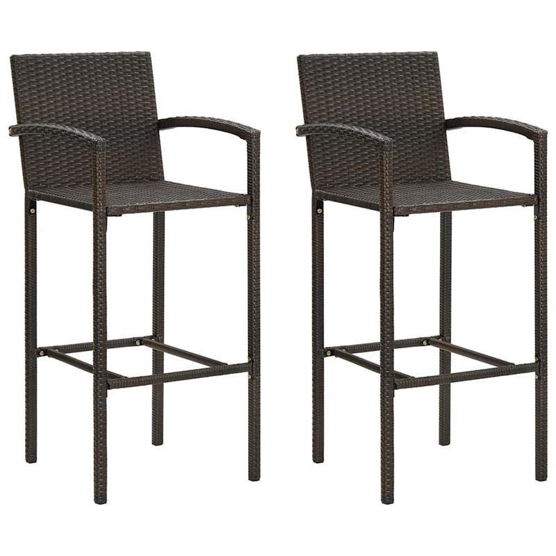 vidaXL 3 Piece Patio Bar Set Poly Rattan Brown