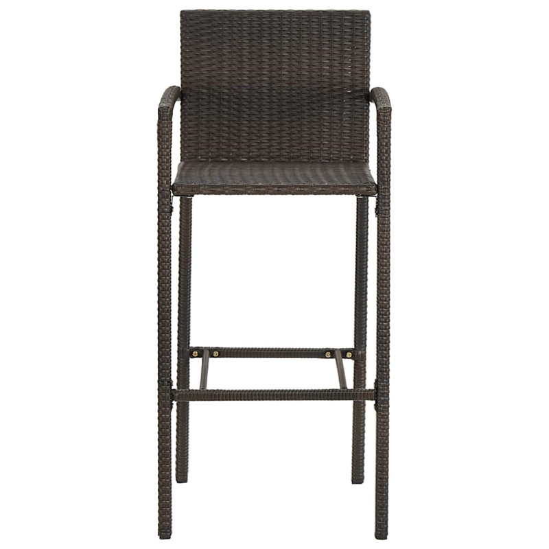 vidaXL 3 Piece Patio Bar Set Poly Rattan Brown