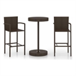 vidaXL 3 Piece Patio Bar Set Poly Rattan Brown