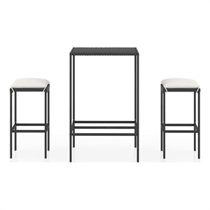 vidaXL 3 Piece Patio Bar Set with Cushions Poly Rattan Black
