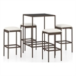 vidaXL 5 Piece Patio Bar Set with Cushions Poly Rattan Brown