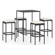 vidaXL 5 Piece Patio Bar Set with Cushions Poly Rattan Black