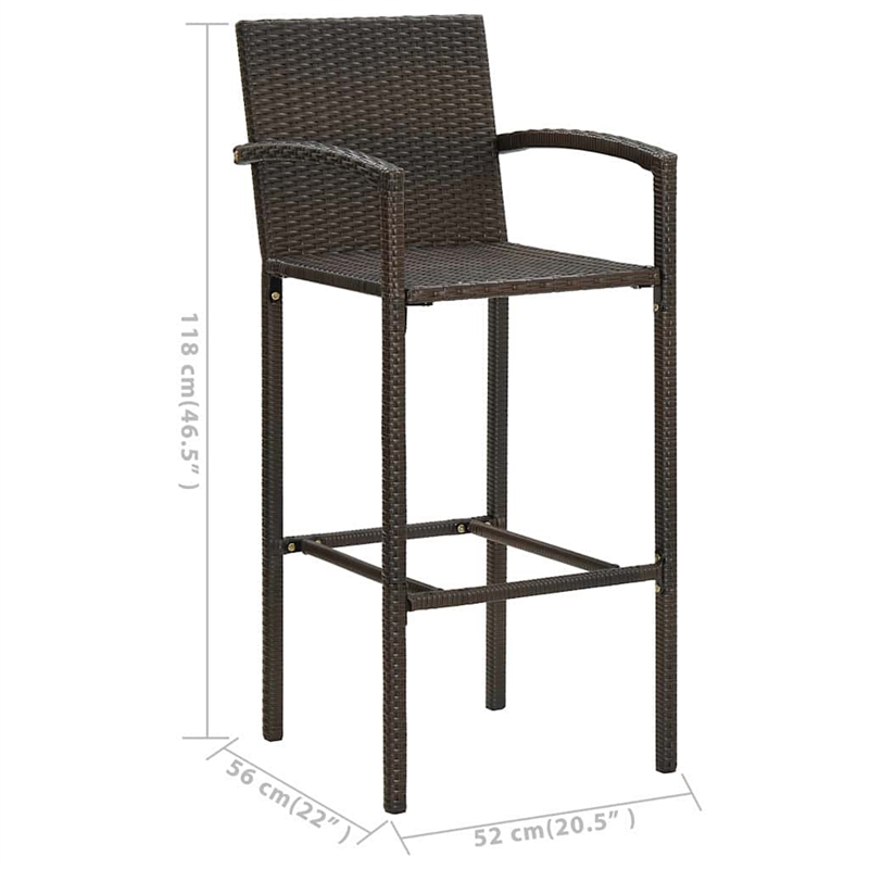 vidaXL 3 Piece Patio Bar Set Brown Solid Wood
