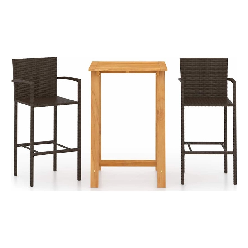 vidaXL 3 Piece Patio Bar Set Brown Solid Wood
