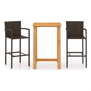 vidaXL 3 Piece Patio Bar Set Brown Solid Wood