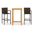 vidaXL 3 Piece Patio Bar Set Brown Solid Wood