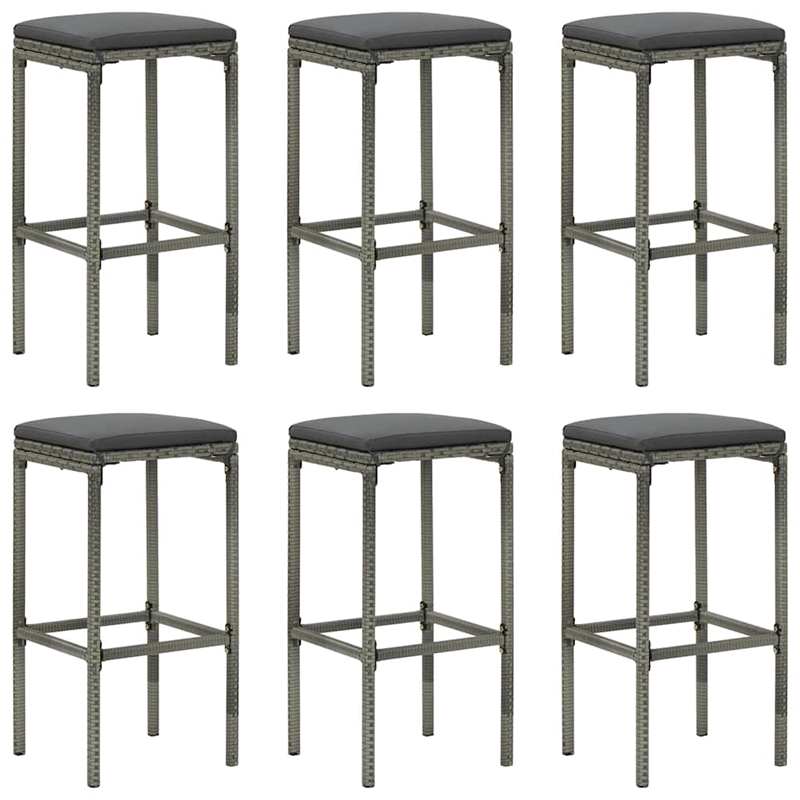 vidaXL 7 Piece Patio Bar Set with Cushions Gray