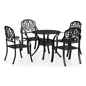 vidaXL 5 Piece Bistro Set Cast Aluminum Black