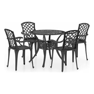 vidaXL 5 Piece Bistro Set Cast Aluminum Black