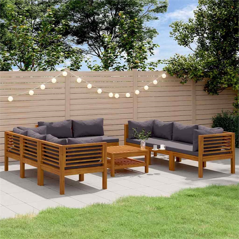vidaXL 9 Piece Patio Lounge Set with Cushion Solid Acacia Wood
