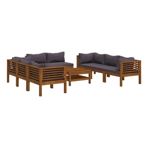 vidaXL 9 Piece Patio Lounge Set with Cushion Solid Acacia Wood