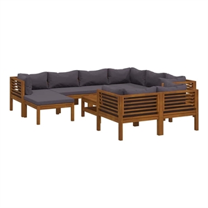 vidaXL 10 Piece Patio Lounge Set with Cushion Solid Acacia Wood