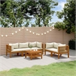 vidaXL 6 Piece Patio Lounge Set with Cream Cushion Solid Acacia Wood