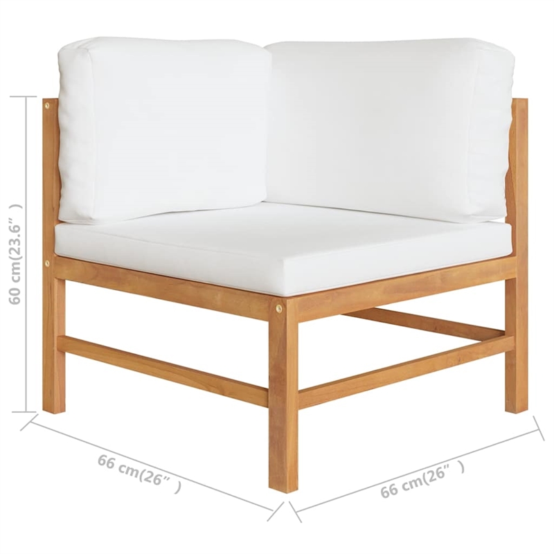 vidaXL 5 Piece Patio Lounge Set with Cream Cushions Solid Teak Wood