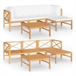 vidaXL 5 Piece Patio Lounge Set with Cream Cushions Solid Teak Wood