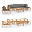 vidaXL 7 Piece Patio Lounge Set with Gray Cushions Solid Teak Wood