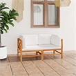 vidaXL 2-Seater Patio Sofa with Cream Cushions Solid Teak Wood