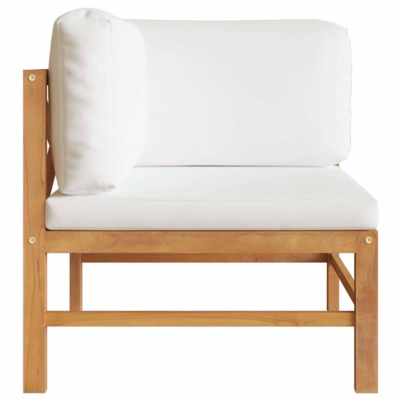 vidaXL 2-Seater Patio Sofa with Cream Cushions Solid Teak Wood