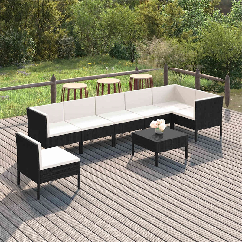 vidaXL 8 Piece Patio Lounge Set with Cushions Poly Rattan Brown