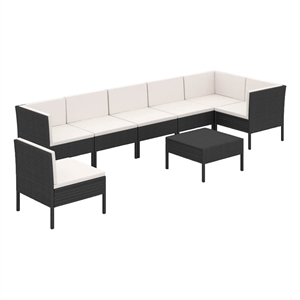 vidaXL 8 Piece Patio Lounge Set with Cushions Poly Rattan Brown