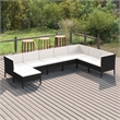 vidaXL 8 Piece Patio Lounge Set with Cushions Poly Rattan Black