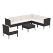 vidaXL 8 Piece Patio Lounge Set with Cushions Poly Rattan Black