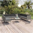 vidaXL 11 Piece Patio Lounge Set with Cushions Poly Rattan Gray