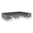 vidaXL 11 Piece Patio Lounge Set with Cushions Poly Rattan Gray