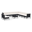 vidaXL 12 Piece Patio Lounge Set with Cushions Poly Rattan Black