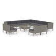vidaXL 14 Piece Patio Lounge Set with Cushions Poly Rattan Gray