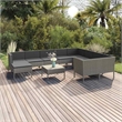 vidaXL 11 Piece Patio Lounge Set with Cushions Poly Rattan Gray
