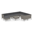 vidaXL 11 Piece Patio Lounge Set with Cushions Poly Rattan Gray