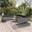 vidaXL 13 Piece Patio Lounge Set with Cushions Poly Rattan Gray
